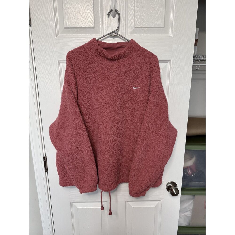 Nike Dusty Pink Crop Therma-Fit Fleece Pullover with Pockets XXL